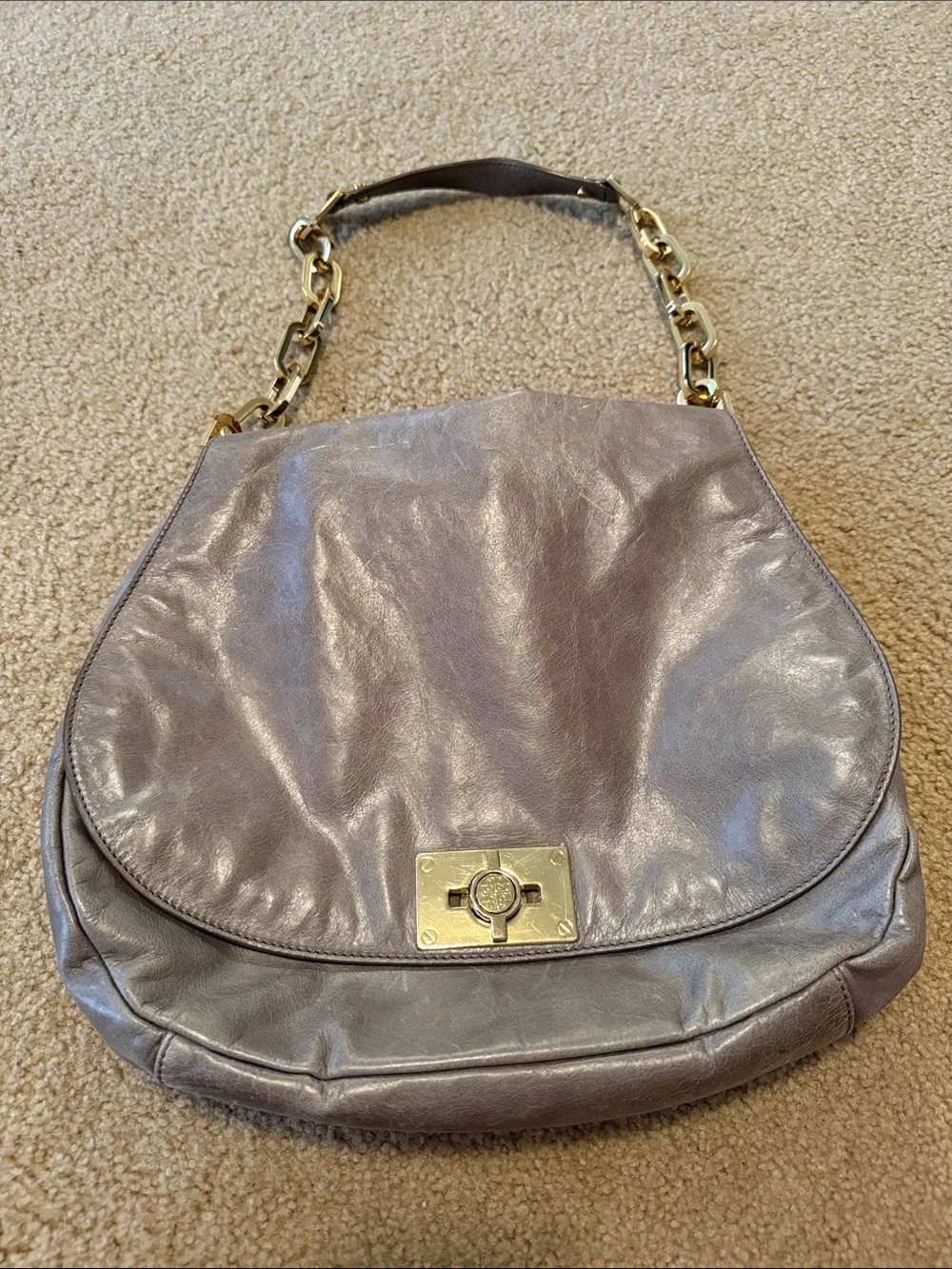 Tory Burch Gray Hobo Shoulder Bag